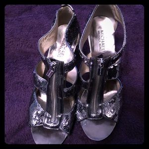Michael Kors dressy silver heels with zipper